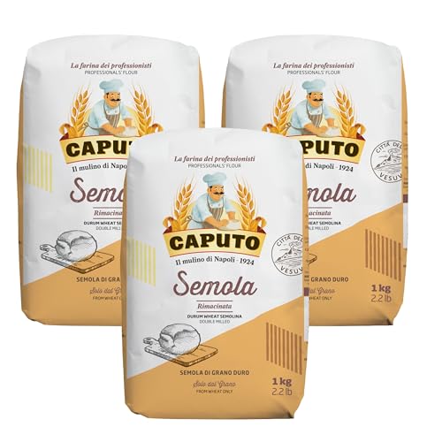 Caputo Semola Rimacinata 1 kg – Harina de Sémola de Trigo Duro Italiana para Pasta Fresca, Pizza y Pan – Molida Fina Tradicional - Pack Laborawi (x3)