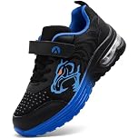 PiDaGlobal Kids Trainers Boys Running Shoes Girls Athletic Sneakers Glow-in-Dark Sports Shoes Breathable Tennis Shoes Lightweight School Walking Shoes 4UK Black/Blue