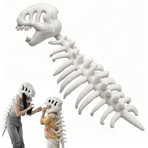 Costume squelette de dinosaure en peluche 3D pour enfants et adultes | Costume de cosplay Halloween avec chapeau et colonne vertébrale | Tenue d'accessoire réaliste