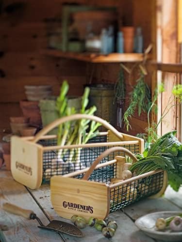 Gardener's Supply Company Large Garden Harvest Basket | Versatile Gardening & Vegetable Gathering Hod | Natural Smooth Pine - Maple Frame and Coated Mesh | 9"L x 11"W x 11"H - Thumbnail 2