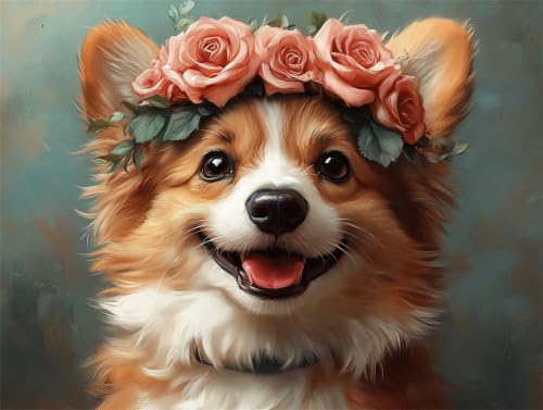 Pintar por numeros adultos perro para decorar paredes con cuadro diy de pintura acrilica rosa