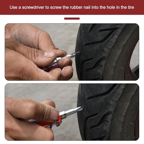 Image of 30 PCS Car Tire Repair Rubber Spike Kit, 0.2 inch x 0.47 inch + 0.26 inch x 0.59 inch Waterproof High Temperature Resistant Tire Tight Fit Seal Quick Repair Tool, Replacement Parts, for Cars (Black)