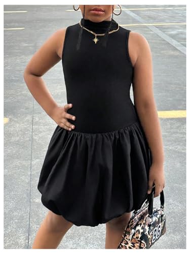 SOLY HUX Girl's Sleeveless Backless Mock Neck Bubble Dress Summer Party Birthday Short Dresses2