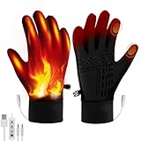 Ertisa USB beheizte Handschuhe für Männer Frauen, Heizung Handschuhe Wasserdicht Ski Erhitzt Handschuh Touchscreen Wärmende Handschuhes Einstellbare Temperatur Handwärmer Winter Weihnachten Geschenke