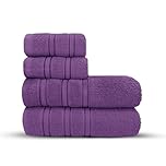 Velosso 4 Pce Hampi Towel Bale Set Luxuriously Soft, Highly Absorbent 100% Combed Ring Spun Cotton, Oversized Thick 2 Hand Towels and 2 Bath Towels, Premium Towels Spa & Hotel (Purple)