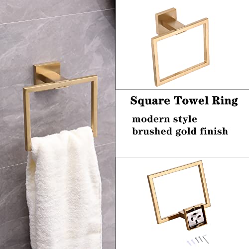 Ntipox 5 Piece Stainless Steel Brushed Gold Bathroom Hardware Accessories Set,Include Towel Bar Set Gold, 22 Inch Towel Rack Set For Bathroom Brushed Gold #TOP3
