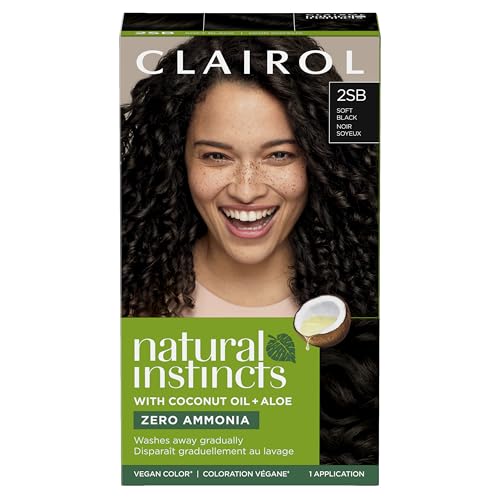 Clairol Natural Instincts Demi-Permanent Hair Dye, 2SB Soft Black Hair Color, Pack of 1