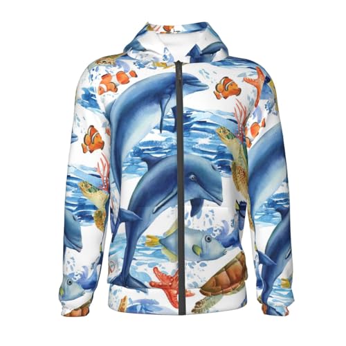 Marine Animals Kids Pullover Hoodies Boys Zip Up Sweatshirts Girls Athletic Clothes with Pocket2