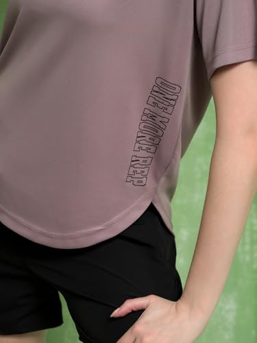 Image of Kvetoo Women Apple Cut Gym T Shirt Breathable Workout Tee Slim Fit Activewear Top Sports Training Yoga T Shirt Women
