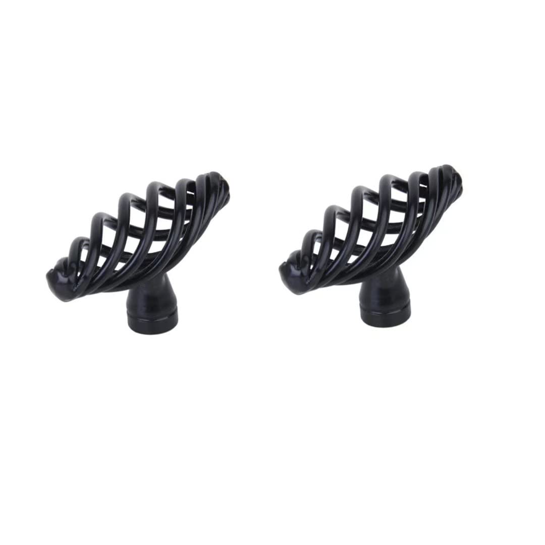 Creatwls Black,Random 2 Pcs Vintage Black Bird Cage Spiral Shape Cabinet Knobs/Pulls/Handles For Wardrobe,Drawer, Dresser, Cupboard, Etc Come With Screws