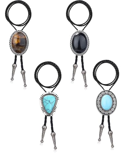 Corbatas de bolo vaquero occidental YZCIS con accesorios de piel para hombre y mujer