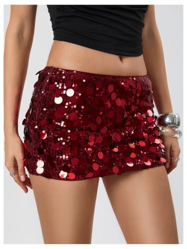 Image of Floerns Women's Sequin Low Waist Mini Skorts Night Out Skirt Shorts
