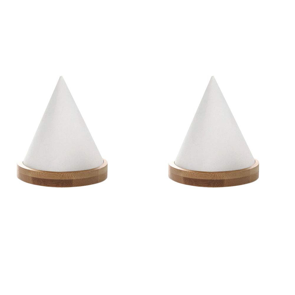 Jingyi E-commerce 2PCS Conical Solid Wood Bangle Bracelet Watch Holder Exhibit/Retail Stores Jewelry Display Stand Organizer Holders (White)