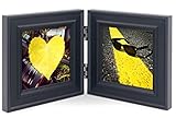 Double 4x4 Wood Photo Frame Instagram, Hinged Picture Frames, with Glass Front, Fit for Stands...