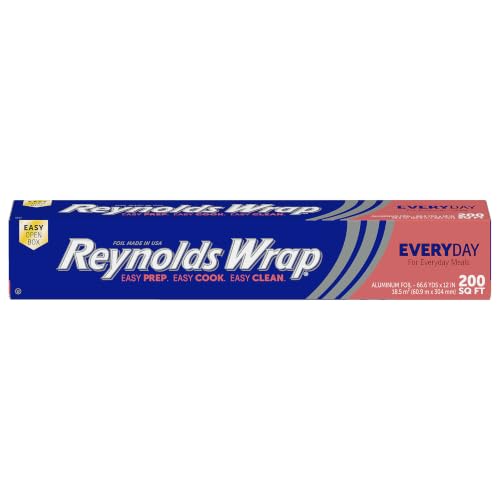 Reynolds Wrap Everyday Strength Aluminum Foil Roll, 12 Inch Wide, 200sq ft