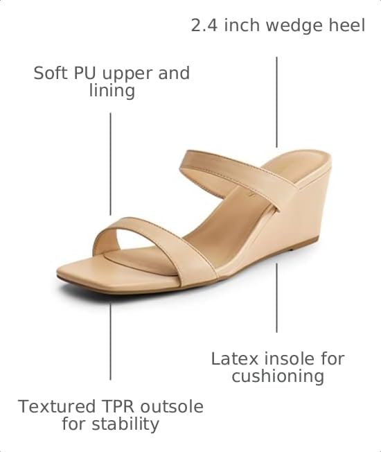 Image of DREAM PAIRS Womens Slides Slip On Wedge Sandals