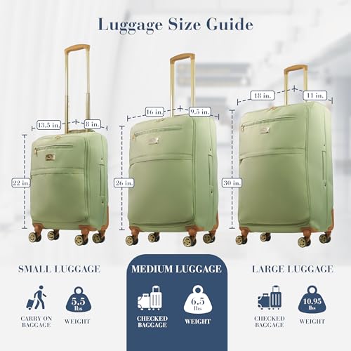 Image of Tommy Bahama 26 Inch Rolling Luggage, Soft Sided Suitcase with Spinner Wheels, Sage
