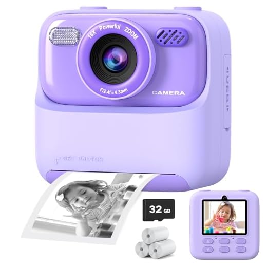 Kids Instant Digital Cameras for Boys and Girls, 1080P HD Dual-Lens Selfie Digital Camera with Print Paper & 32G Card, Christmas Birthday Gifts Toys for Toddler and Teenagers Age 3-16 Years Old