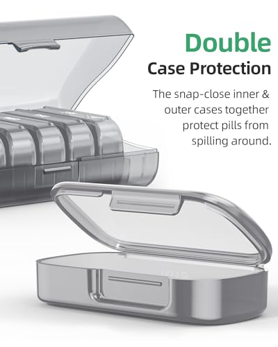 Image of PULIV Weekly Pill Organizer with Large Capacity, Dual Protection Pill Box 7 Day, Arthritis Friendly Pill Case Easy to Open, Medicine Organizer for Vitamins, Medications, Fish Oils, Supplements (Gray)