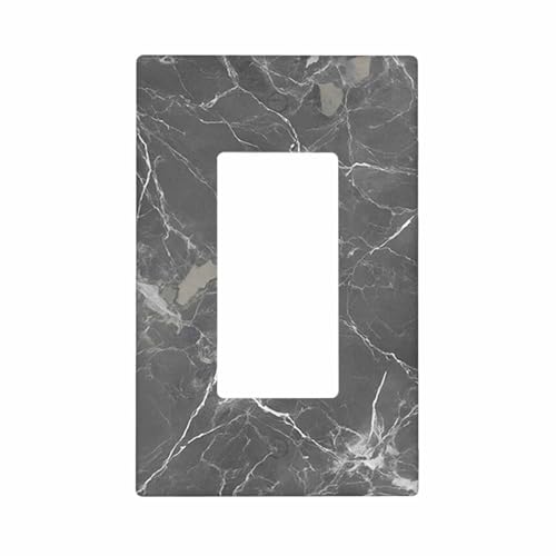 Moslion Gray Marble 1 Gang Outlet Covers Granite Surface Marbling Wall Plate Single Rocker Switch Plug Cover Home Decor for Living Room Bathroom