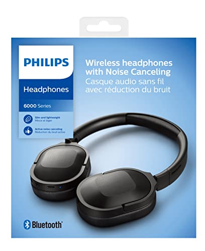 Headphone Philips bluetooth on-ear com isolamento acústico ativo noise cancelling, microfone e energ