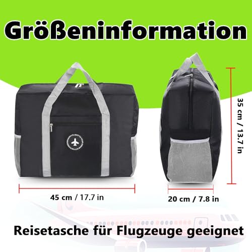 WENRENMK Handgepäck Tasche 45x35x20cm - Ryanair Handgepäck, Faltbare Reisetasche - 31L-Handgepäck Tasche für Flugzeug für Lange Reisen, Fitnessstudio, Camping