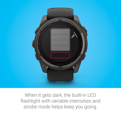 Image of Garmin Fenix 8, 51mm, Solar, Sapphire,Smartwatch, Carbon Gray Titanium with Black /Pebble Gray Silicone Band