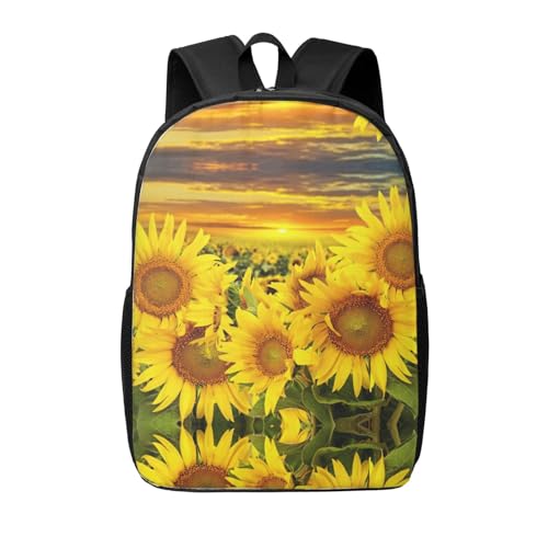 Sac à dos simple noir et imprimé tournesol aux finitions soignées unisexes