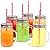 Estilo Mason Jar Mugs with Handle and Straws Old Fashioned Drinking Glass Set 6, 16 oz Each