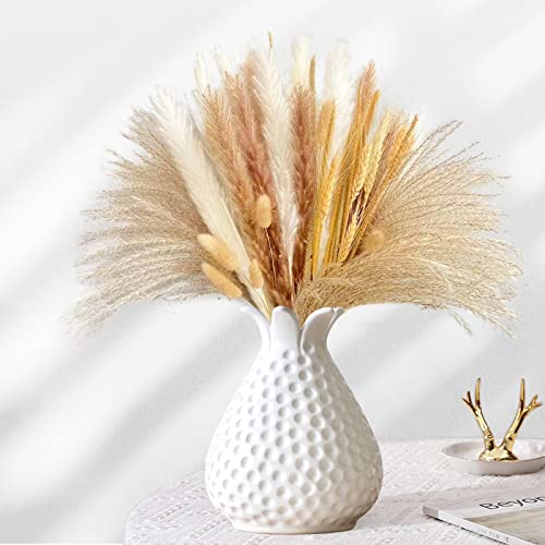 dingdongji 60 Stück Pampasgras Trockenblumen,Natürliches Trockenblumen Deko,Natürliche Pampasgras Deko,Heimwerker Getrocknete Blumen Dekoration für Home,geeignet für Wohnzimmer Dekoration Cover