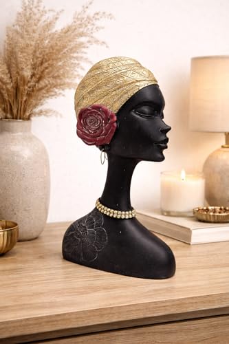 Busto Escultura de Dama Africana de 14 Pulgadas para Decoración miniatura 4