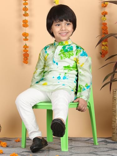 Image of POLKA TOTS Boys Cotton Ethnic Kurta Pajama Set with Attached Koti | Ethnic Motif Wear Kids Kurta Pyjama for Boys & Toddlers | Traditional Dress for Weddings & Festivals | Festive Jubba Set for Babies