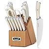 Kuisine Kitchen Knife Set,High Carbon Stainless Steel Ultra Sharp Blade Ergonomic Handle,Knife Block Set with Built-in Sharpener,Elegant Gift for Holiday(Irovy-Acacia,15PCS)