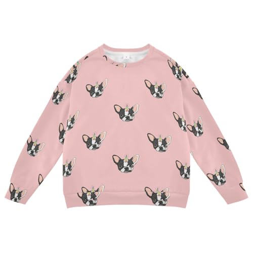 Wusikd Funny French Bulldog Boy Girl Sweatshirt Toddler Crewneck Unicorn Horn Pullover Sweater Long Sleeve Clothes L Multi