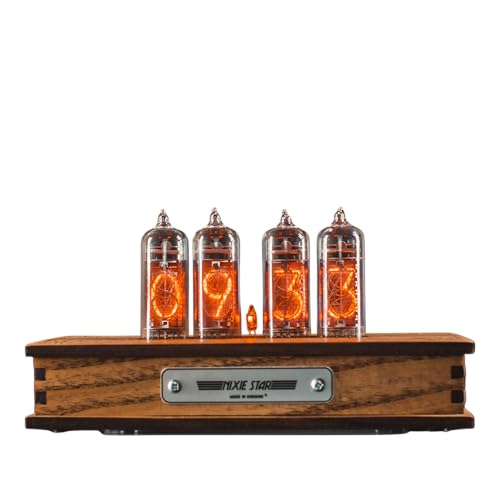 Authentic Nixie Tube Clock Bundle with Spare IN-14 Nixie Tube - Motion Temperature Humidity Sensors - Dual RGB LED Backlight - Alarm Clock - Visual Effects - Replaceable Nixie Tubes - Made in Ukraine
