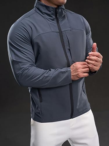 Image of Men's Lightweight Softshell Jacket Waterproof Windbreaker Work Jackets Coats Hiking Outdoor with Pockets