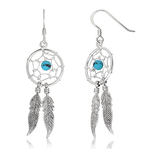 Boucles d'oreilles attrape-rêves en argent 925 et perle verte WithLoveSilver