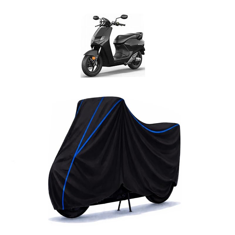 Image of Scooty Cover Water Resistant for Bounce Infinity | Universal Scooter & Bike Cover | Heavy Duty UV Dust, Rain & Scratch Protection Weather Indoor Outdoor | Black with Blue Piping