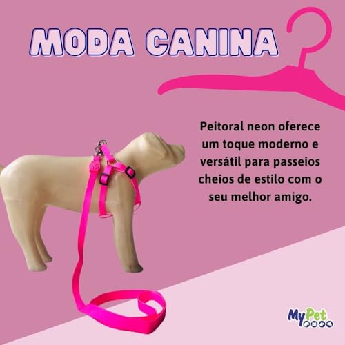 MY PET BRASIL Peitoral Neon Para Cachorros Pp Ajuste Fácil No Corpo Do Pet Coleira Peitoral Reguláve