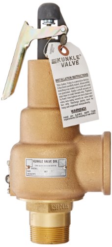 Kunkle 6010HGV01-KM0100 Bronze ASME Safety Relief Valve for Air/Gas, Viton Soft Seat, 100 Preset Pressure, 1-1/2" NPT Male Inlet x 2" NPT Female Outlet