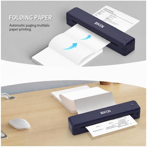 Image of EKIY 2026 Mini Wireless A4 Inkless Thermal Printer | Portable, Rechargeable 2600mAh Type-C | Android, iOS & Laptop (Bluetooth /USB) | 1 Year Warranty (Blue)