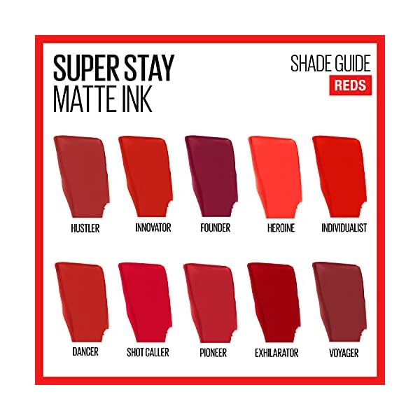 Maybelline Super Stay Matte Ink Liquid Lipstick Makeup, Long Lasting High Impact Color, Up to 16H Wear, Voyager, Deep Red, 1 Count