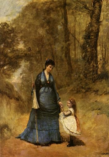 Pintura Lienzo Famosa Signora e signorina Stumpf de Jean Baptiste Camille Corot 60x90cm 1
