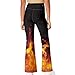 Pointodoor Orange Fire Flame Kids Flared Leggings 5-6y Teen Girls High Waist Yoga Pants Tummy Control Fashion Flared Leggings School Holiday Workout Soft Skinny Pants Wide Leg Pant