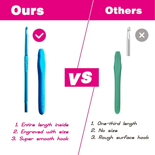 Image of YOJOB 2Pack Size B / 2mm, C / 2.5mm Crochet Hooks, Super Smooth & Ergonomic for Beginner and Advanced (2.0mm, 2.5mm)