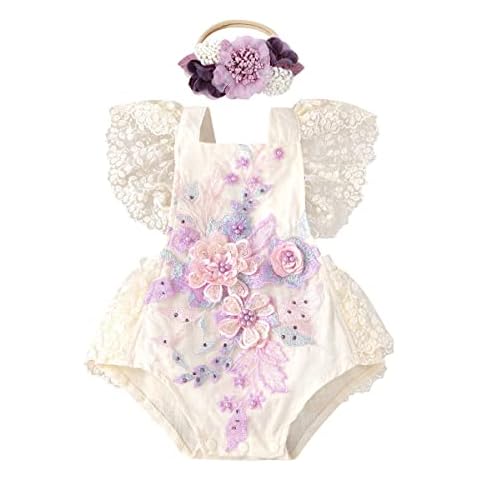 ODASDO Baby Girl Lace Romper Cover