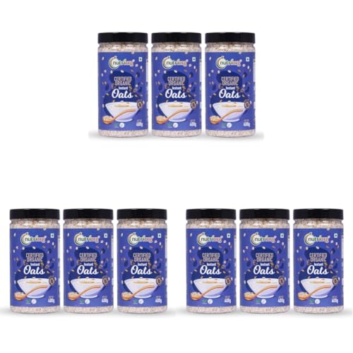 Image of Nutriorg Organic Instant Oats 1.2Kg (Pack of 9 x 400 gm) | Gluten-Free for Weight Loss | High Fiber & Protein-Rich | Ideal for Oatmeal, Dalia, and Overnight Oats