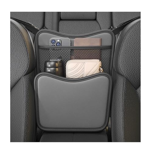 Ohleats Car Organizer Storage Between Seats Nappa Leather Auto Handbag Holder for Document Phone Storage Large Capacity Automotive Console Pocket Purse Car Accessories (Gray)