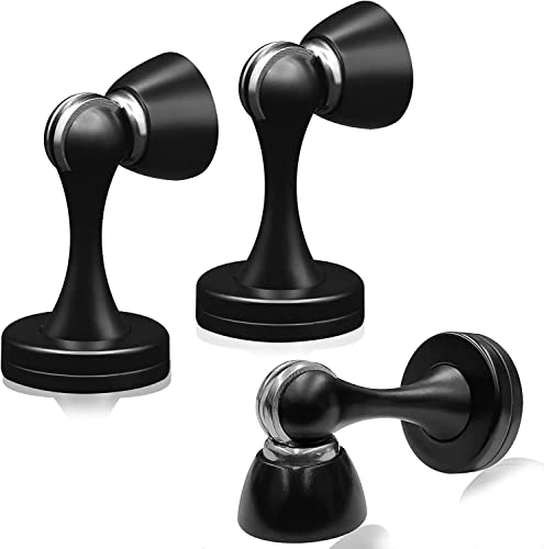 Magnetic Door Stopper, Black Door Stops, Wall Floor Mount Magnetic Door Catch Heavy Duty Soft Magnet Door Holder