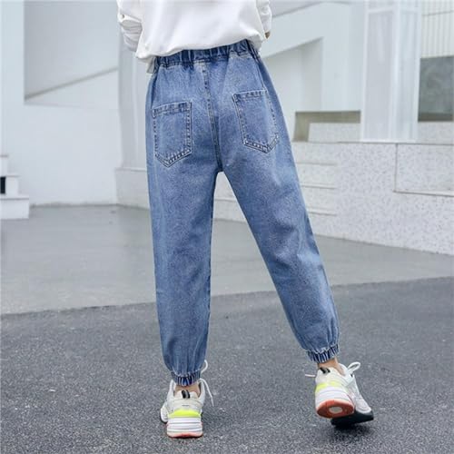 Preppy Clothes for Girls Flared Jeans Solid Casual Elastic Waist Slim Denim Pants Hip Hop Youth Clothes Kids Girls 10-124
